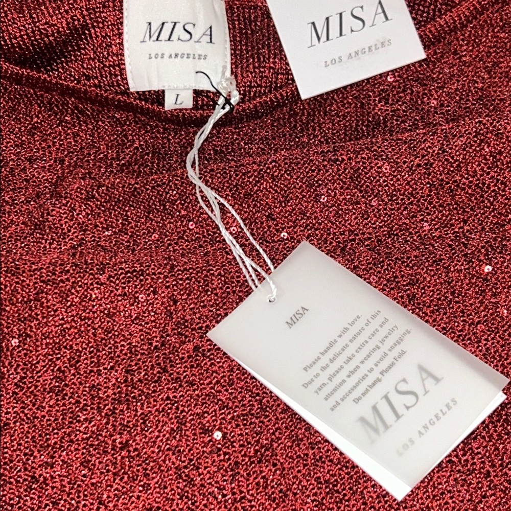 NWT MISA Los Angeles LISETTE DRESS* Knits In Crimson size large - Picture 4 of 15
